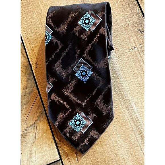 Oleg Cassini Men's Neck Tie. Brown & Blue. Polyester. work office - Picture 1 of 3